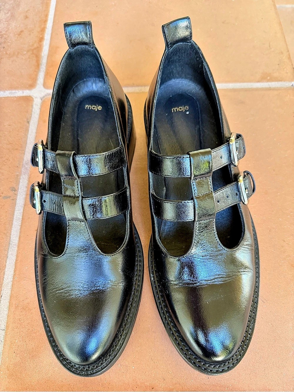 maje Black Mary Jane Buckle Flats EU 37